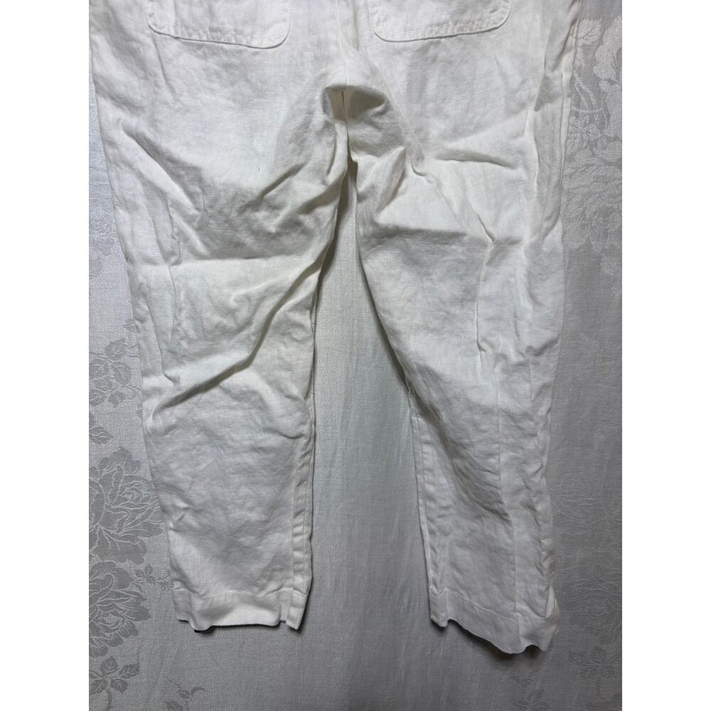 Inc Beach Pants 4 White 100% Linen Zip Ankles Utility Reinforced Knee Tapered - Picture 8 of 11